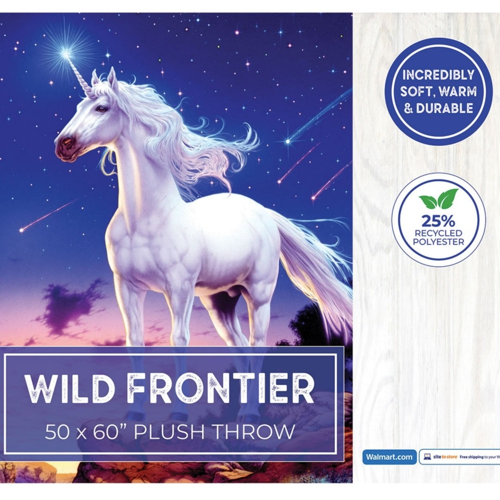 NWT Steve Read Wild Frontier 50” x 60” Plush Unicorn Blanket/Throw